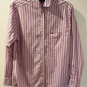 Faconnable Pink and Burgundy Striped Dress Shirt
